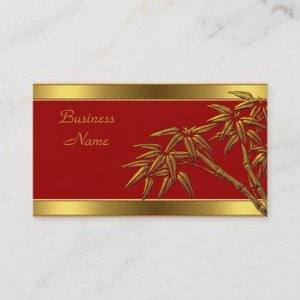 Profile Card Asian Red Gold Bamboo