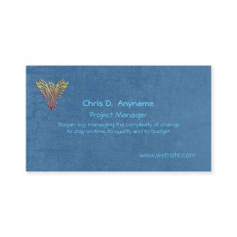 Project Manager, phoenix logo, blue leather-effect
