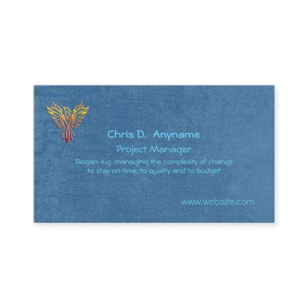Project Manager, phoenix logo, blue leather-effect