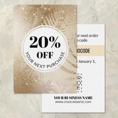 Promo Code Gold Tropical Glitter Discount Cards