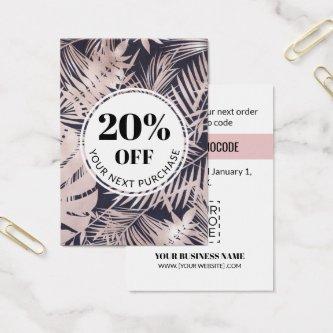 Promo Code Tropical Navy Blue Pink Discount Cards