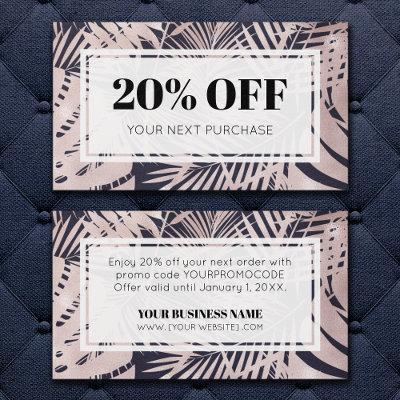 Promo Code Tropical Pink Navy Blue Discount Cards
