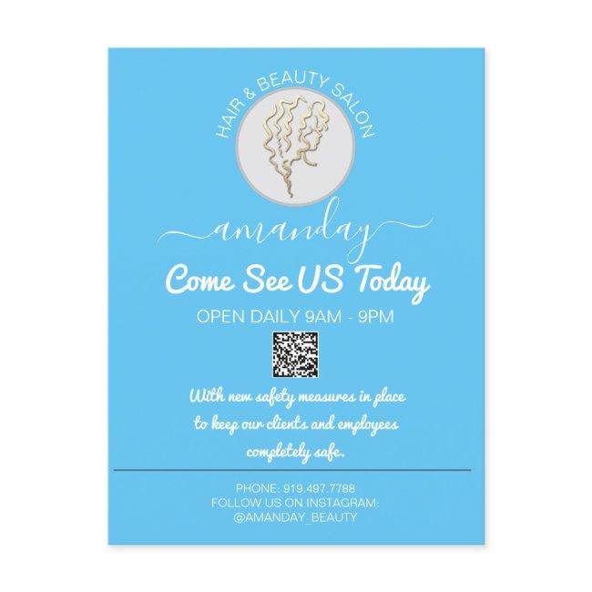 Promotional Be Safe Logo Hairdresser QR Codes Announcement Postcard