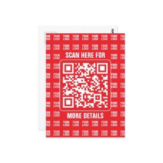 Promotional QR code (editable) with Logo Pattern Postcard