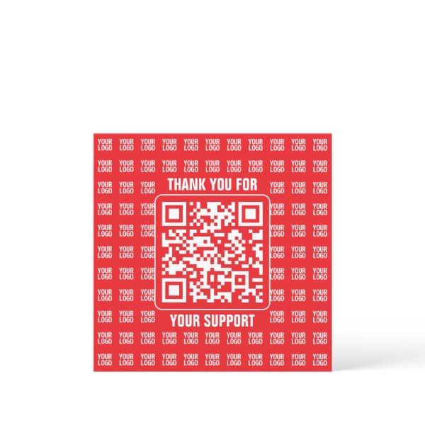 Promotional QR code (editable) with Logo Pattern Thank You Card
