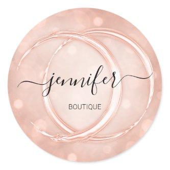 Promotional Wedding Small Business Name Rose Classic Round Sticker
