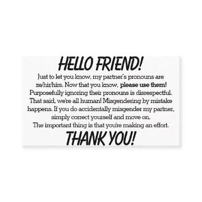 Pronoun Cards (ze/hir partner)
