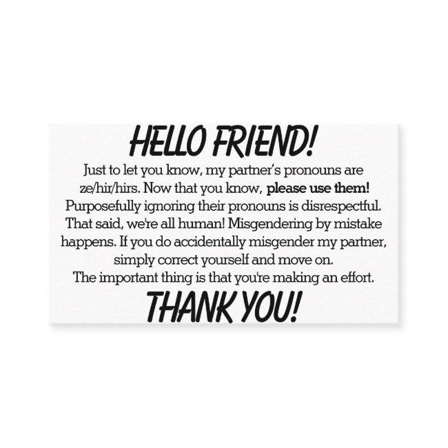 Pronoun Cards (ze/hir partner)