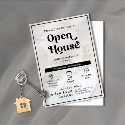 Property Photo Background Typography Open House Invitation
