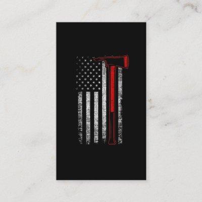 Proud Firefighter Axe Husband Father American Flag