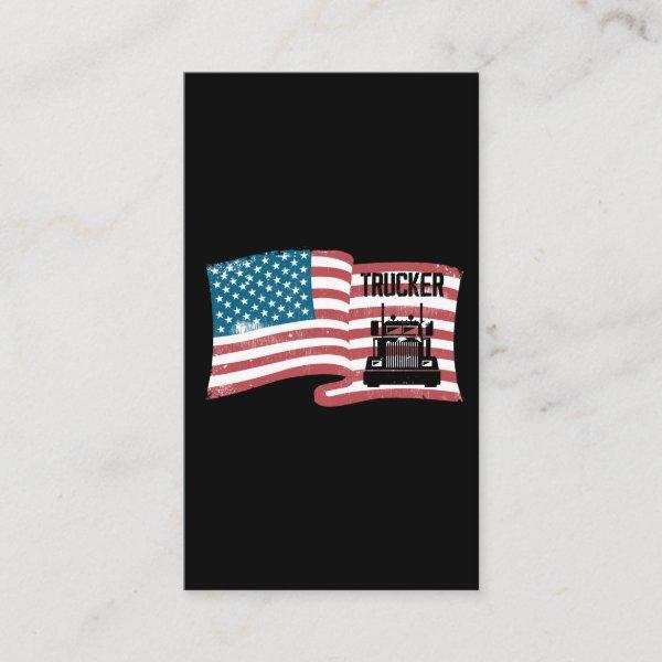 Proud Trucker American Flag 4th Of July USA Truck