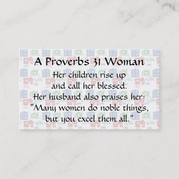 Proverbs 31 Woman  Mom Calling Card house car bike