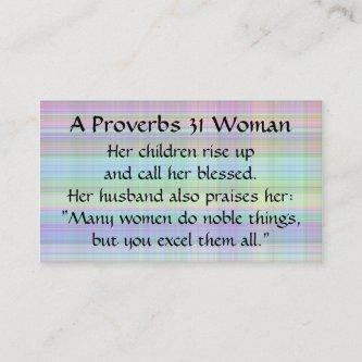 Proverbs 31 Woman  Mom Calling Card Madras Plaid