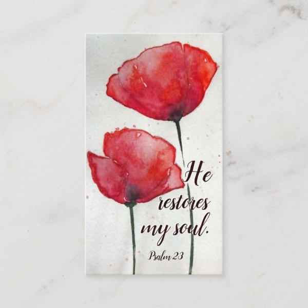 Psalm 23:3 He restores my soul, Bible Verse Floral
