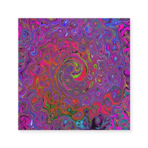 Psychedelic Groovy Magenta Retro Liquid Swirl Square