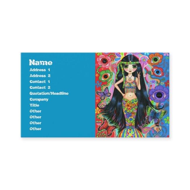 Psychedelic Hippie Girl Mermaid with Butterflies