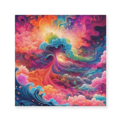 Psychedelic, surealistic, colorfu  art is marked b square