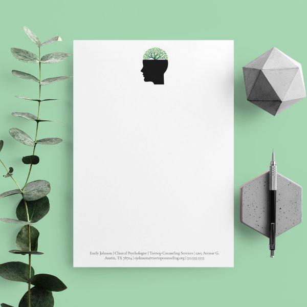 Psychologist Office Tree Modern Custom Counselor Letterhead