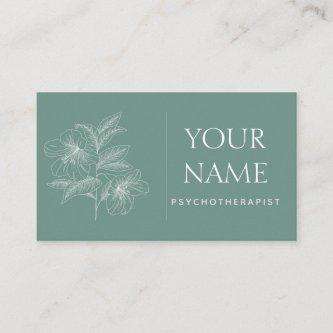 Psychotherapist Family Counselor Drawn Flower Blue