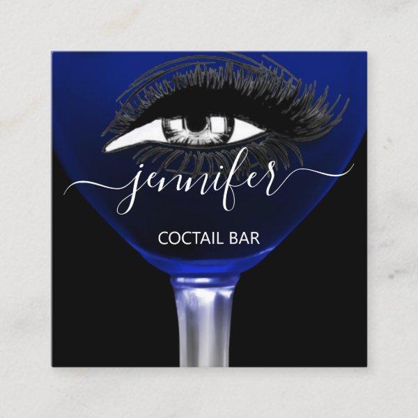 Pub Cocktail Blue Navy  Wine Bar Drink Glass Logo  Square