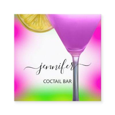 Pub Coctail Bar Drink Pink Violet Lemon Yellow Square