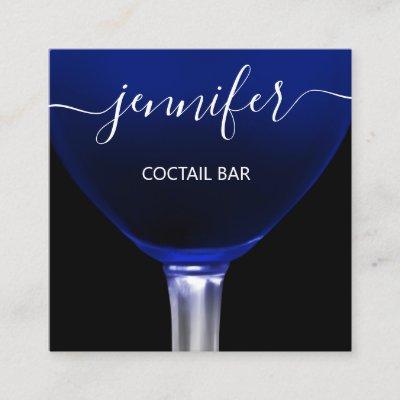 Pub Coctail Blue Navy  Wine Bar Drink Glass Logo Square