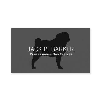 Pug Silhouette Black on Grey