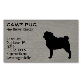 Pug Silhouette Dog Breed Faux Wood Style Magnetic