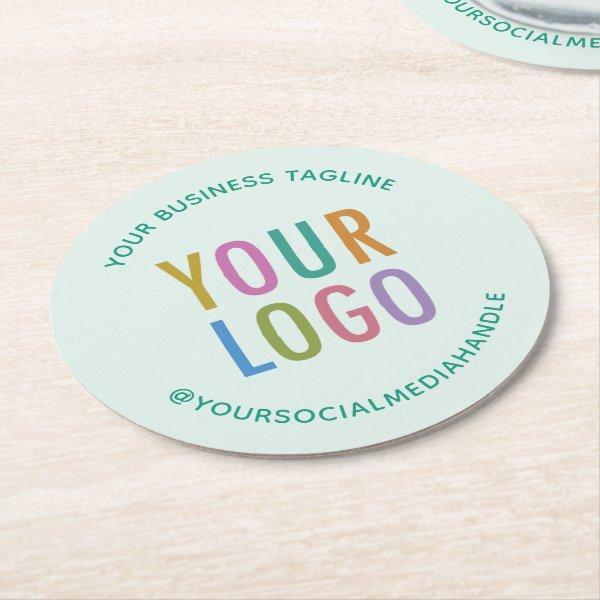 Pulpboard Paper Coasters Company Logo Light Green