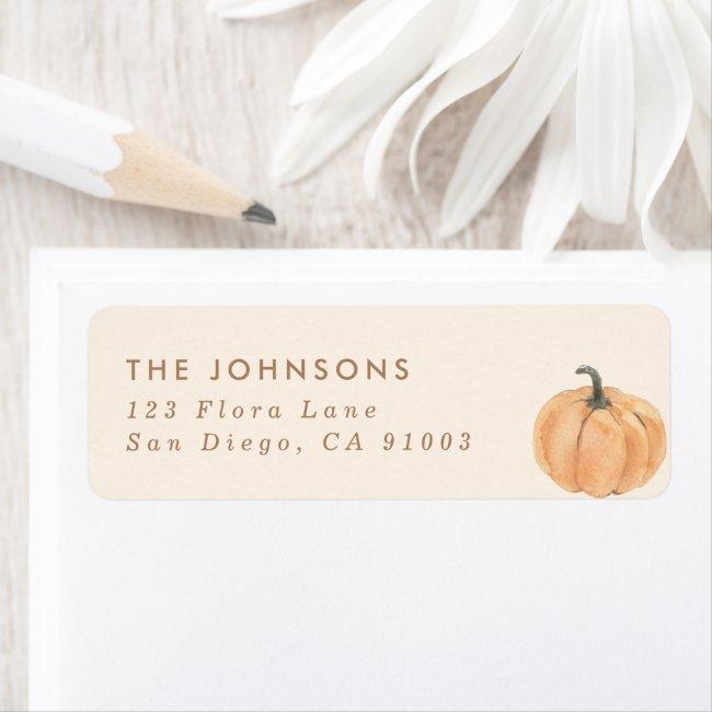 Pumpkin Return Address Label, Fall Shower Label