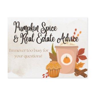 Pumpkin Spice & Real Estate Advice Realtor Pop-by Invitation Postcard