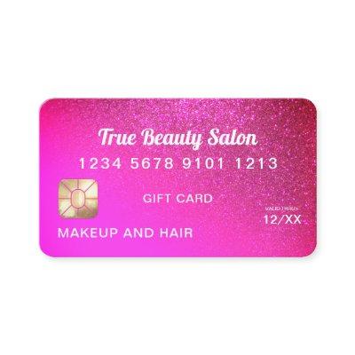 Punk Pink Glitter Credit Card Gift Certificate