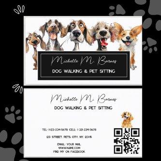 Puppy Modern Dog Walker Sitting QR Code