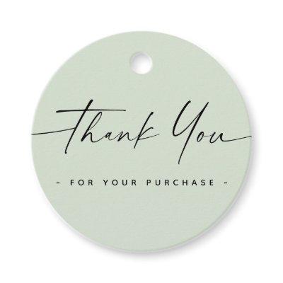 Purchase thanks script logo light sage green tags