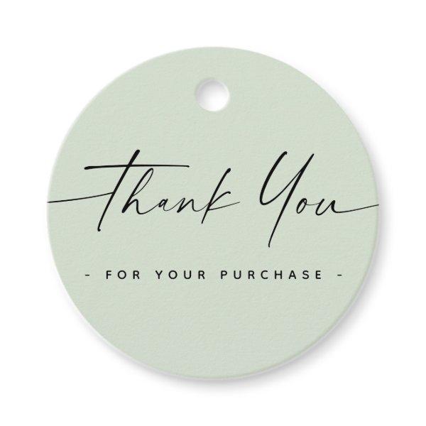 Purchase thanks script logo light sage green tags