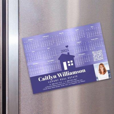 Purple 2025 Calendar Realtor Photo QR Code Magnet