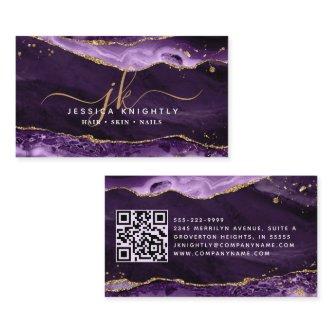 Purple Agate Geode Monogram Gold Script
