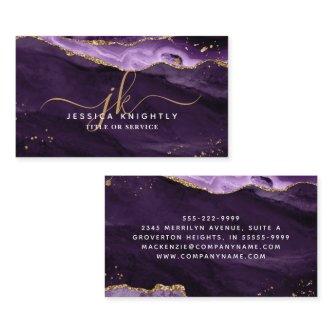 Purple Agate Gold Glitter Script Monogram