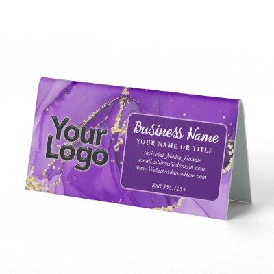 Purple Amethyst Alcohol Ink QR Payment Logo Market Table Tent Sign