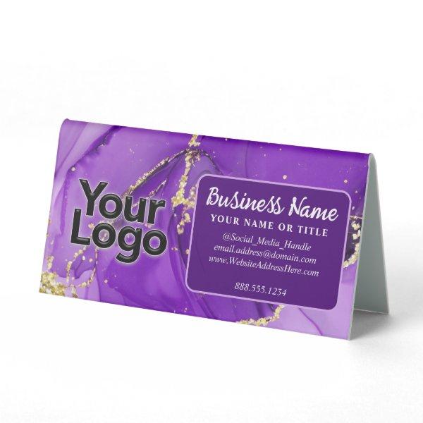 Purple Amethyst Alcohol Ink QR Payment Logo Market Table Tent Sign