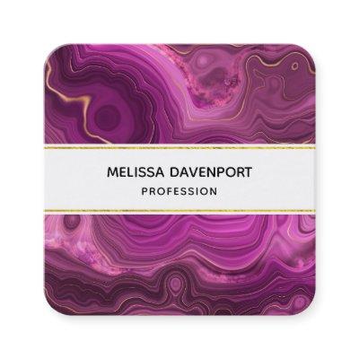 Purple Amethyst And Gold Abstract Agate Square