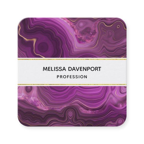 Purple Amethyst And Gold Abstract Agate Square