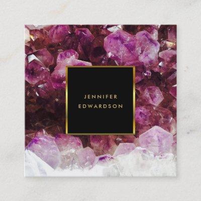 Purple amethyst gemstone crystal professional square