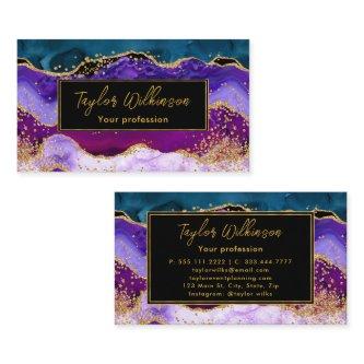 Purple and Blue Peacock Faux Glitter Agate