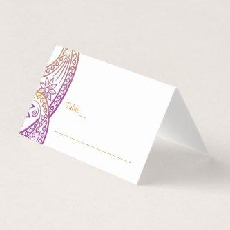 Purple and Gold Indian Paisley Wedding Place Card