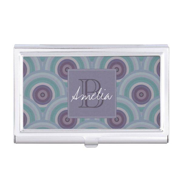 Purple and Green Retro Circles Pattern Monogram  Case