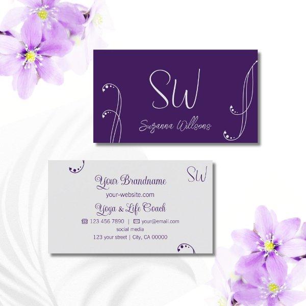 Purple and Light Gray Modern Ornate with Monogram