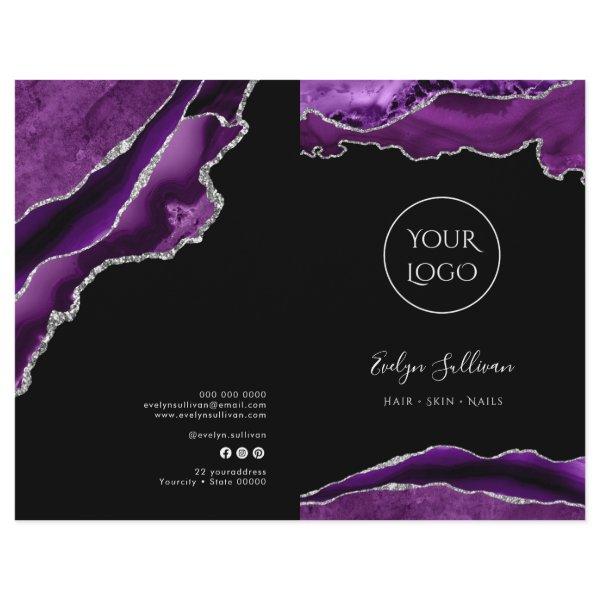 purple and silver agate service menu brochure