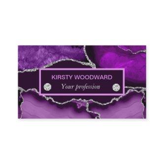 Purple and Silver Glitter Agate