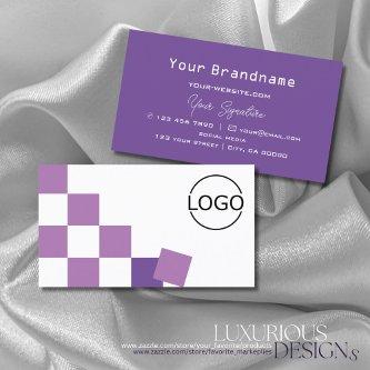 Purple and White Chessboard Modern with Logo Chic
